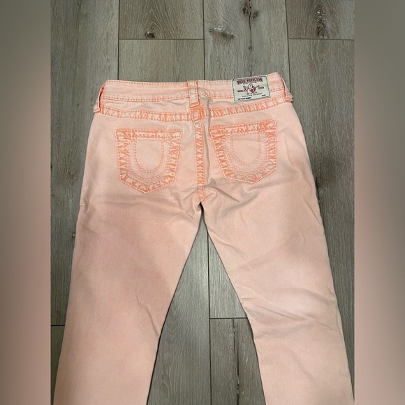 Y2K vintage aesthetic True Religion Women's Pink Papaya Super Skinny Jeans 29 /8 - Picture 4 of 9
